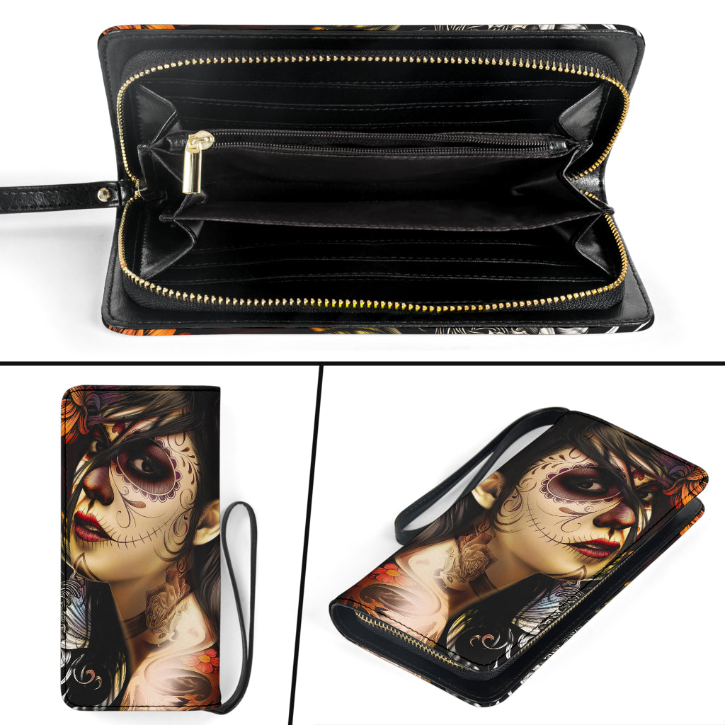 Day of the dead sugar skull girl wallet
