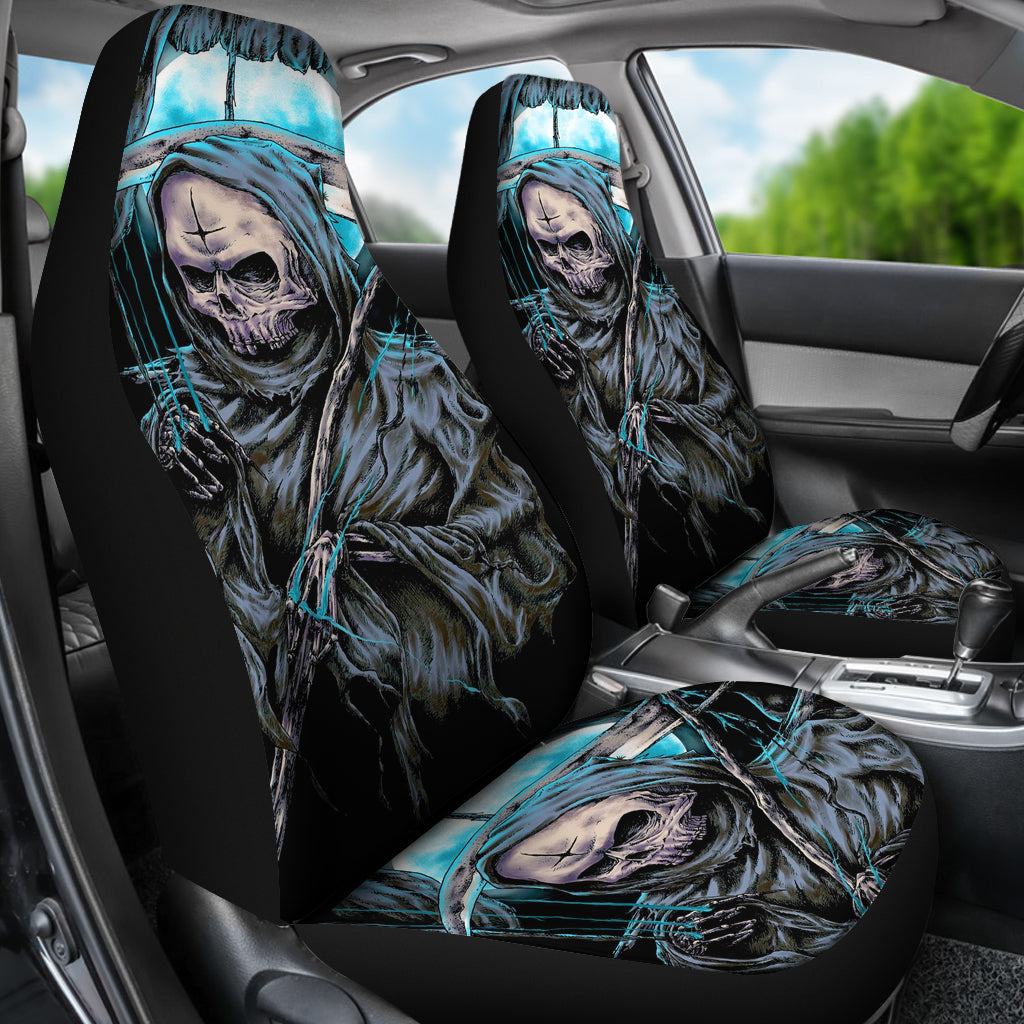 Set 2 pcs Gothic skull car seat covers