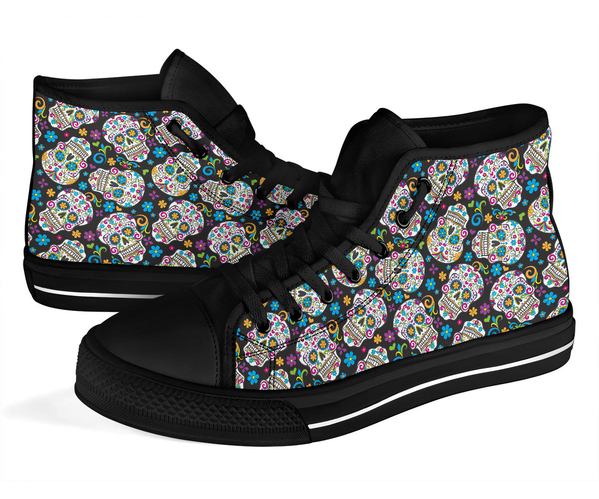 Black Sugar skull high top shoes