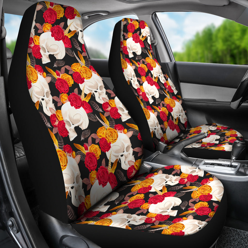 Set 2 seat cover sugar skulls