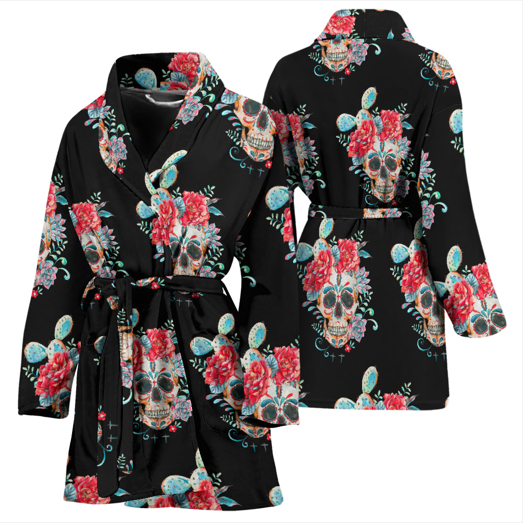 Day of the dead sugar skull bath robe