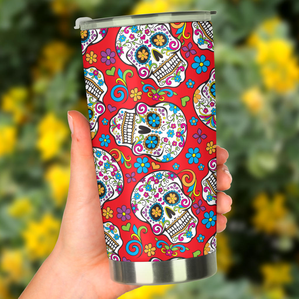 Sugar skull tumbler mug cup