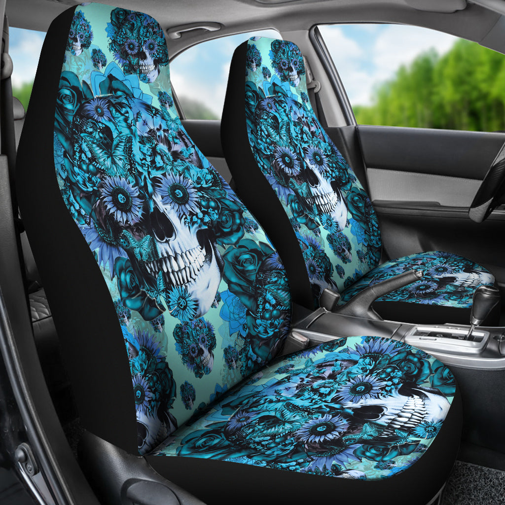 Set 2 pcs Gothic skull car seat covers