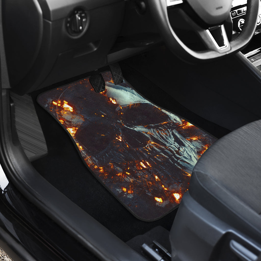Set of 4 pcs flaming skull car mats