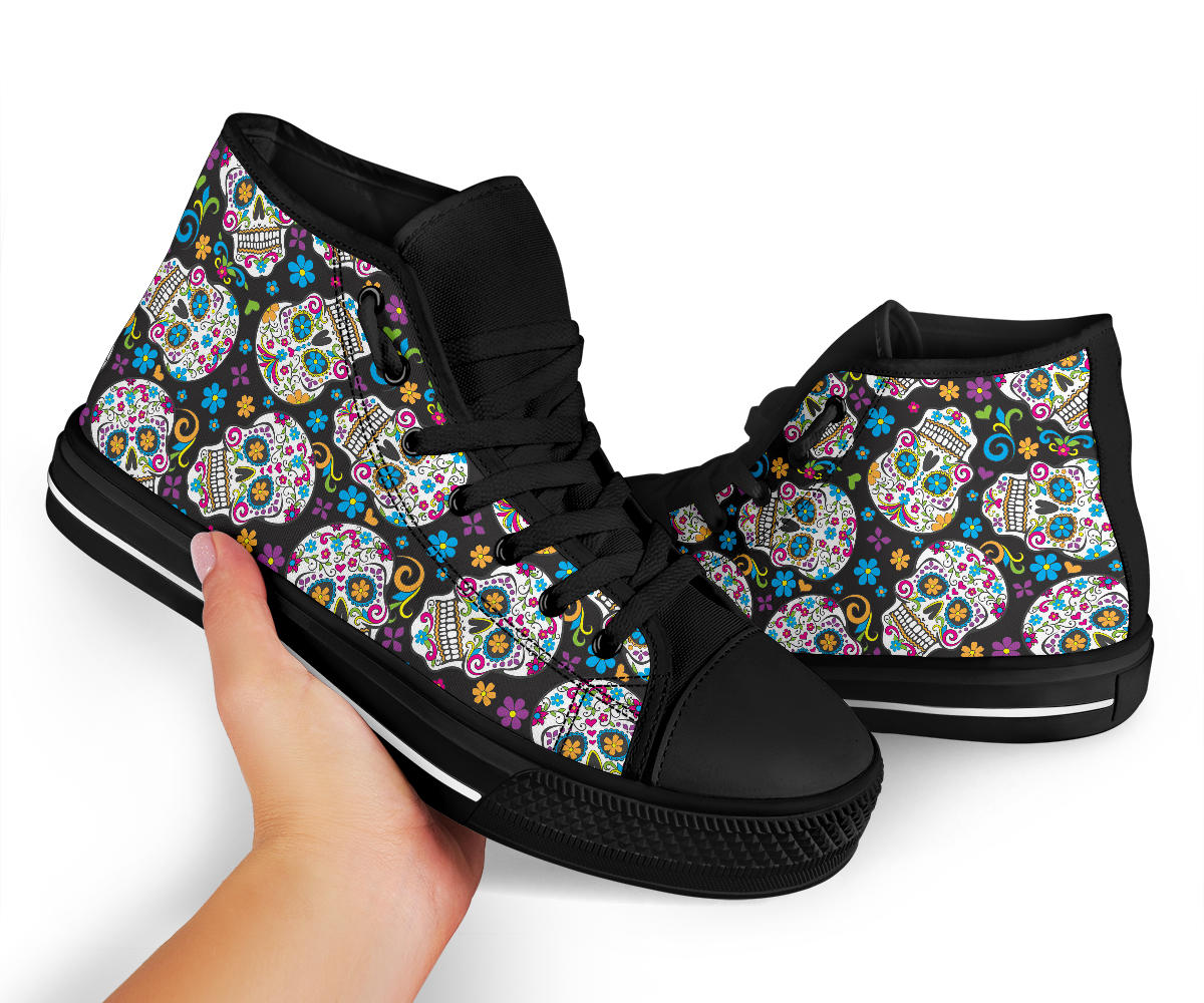 Sugar skull day of the dead high top shoes