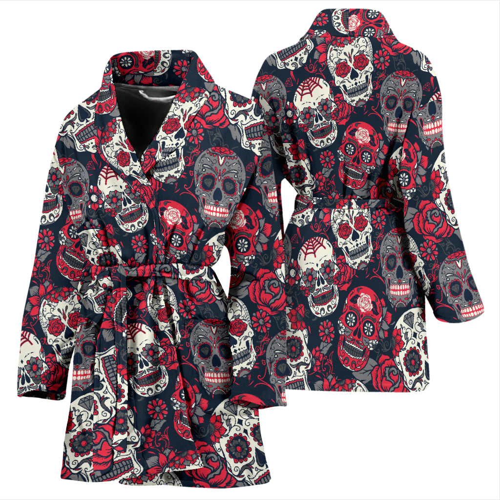 Sugar skull day of the dead bath robe