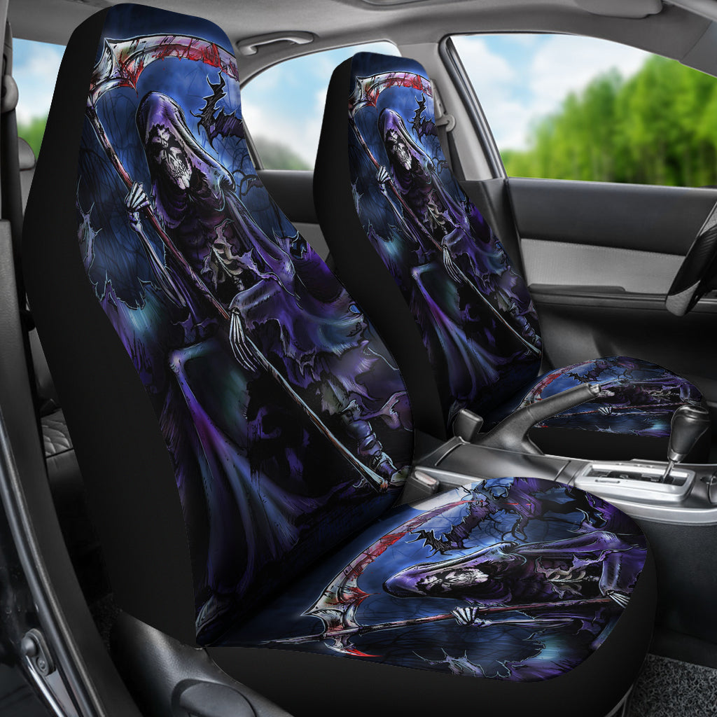 Set 2 pcs Grim reaper skull car seat covers