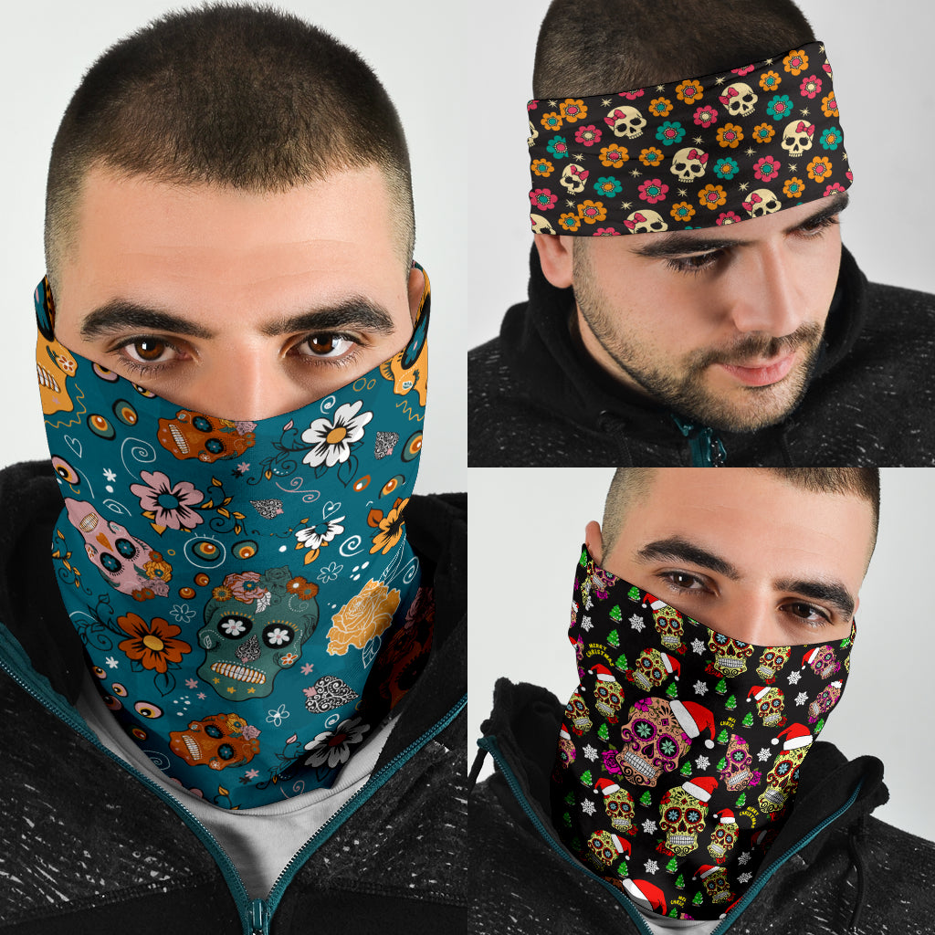 Set of 3 pcs sugar skull bandana