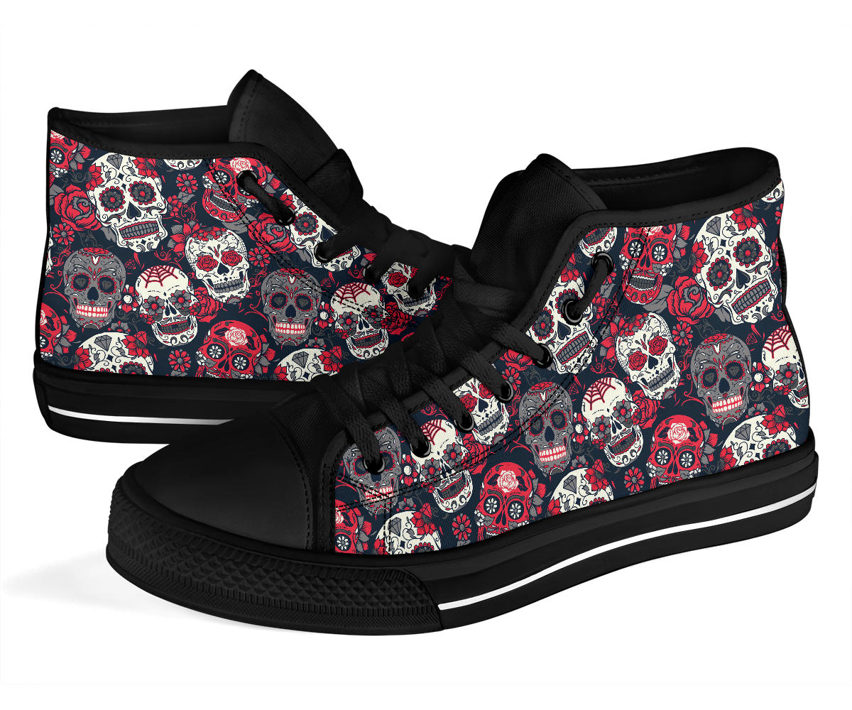 Black Sugar skull high top shoes
