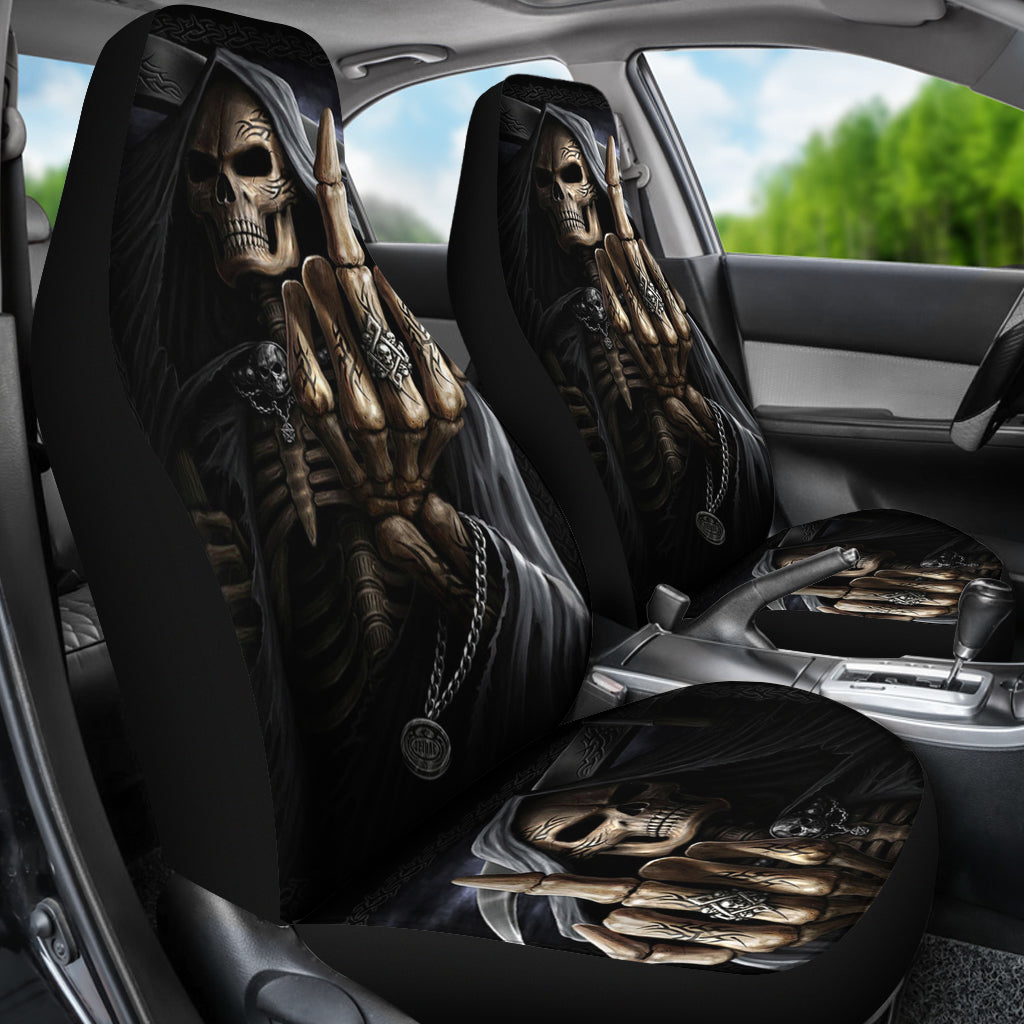 Set 2 pcs Gothic skull car seat covers