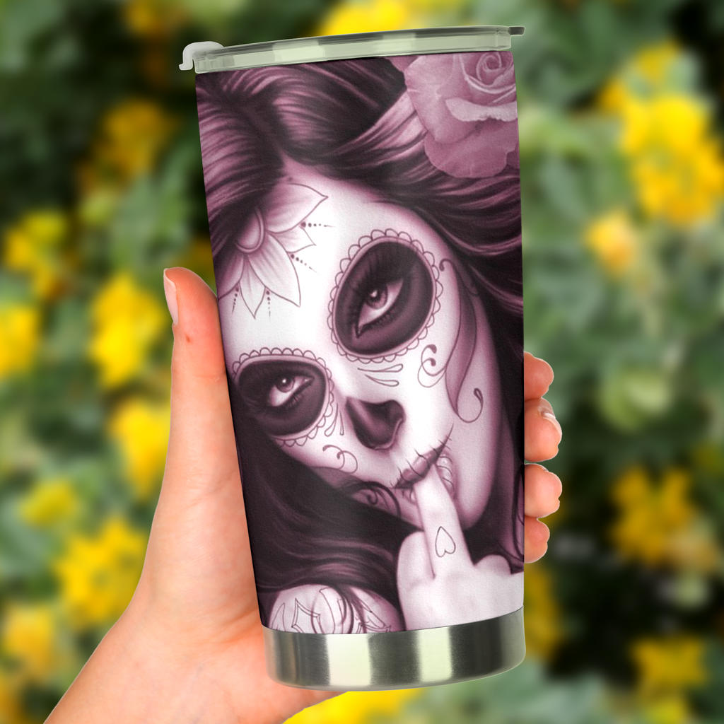 Sugar skull beautiful girl tumbler cup