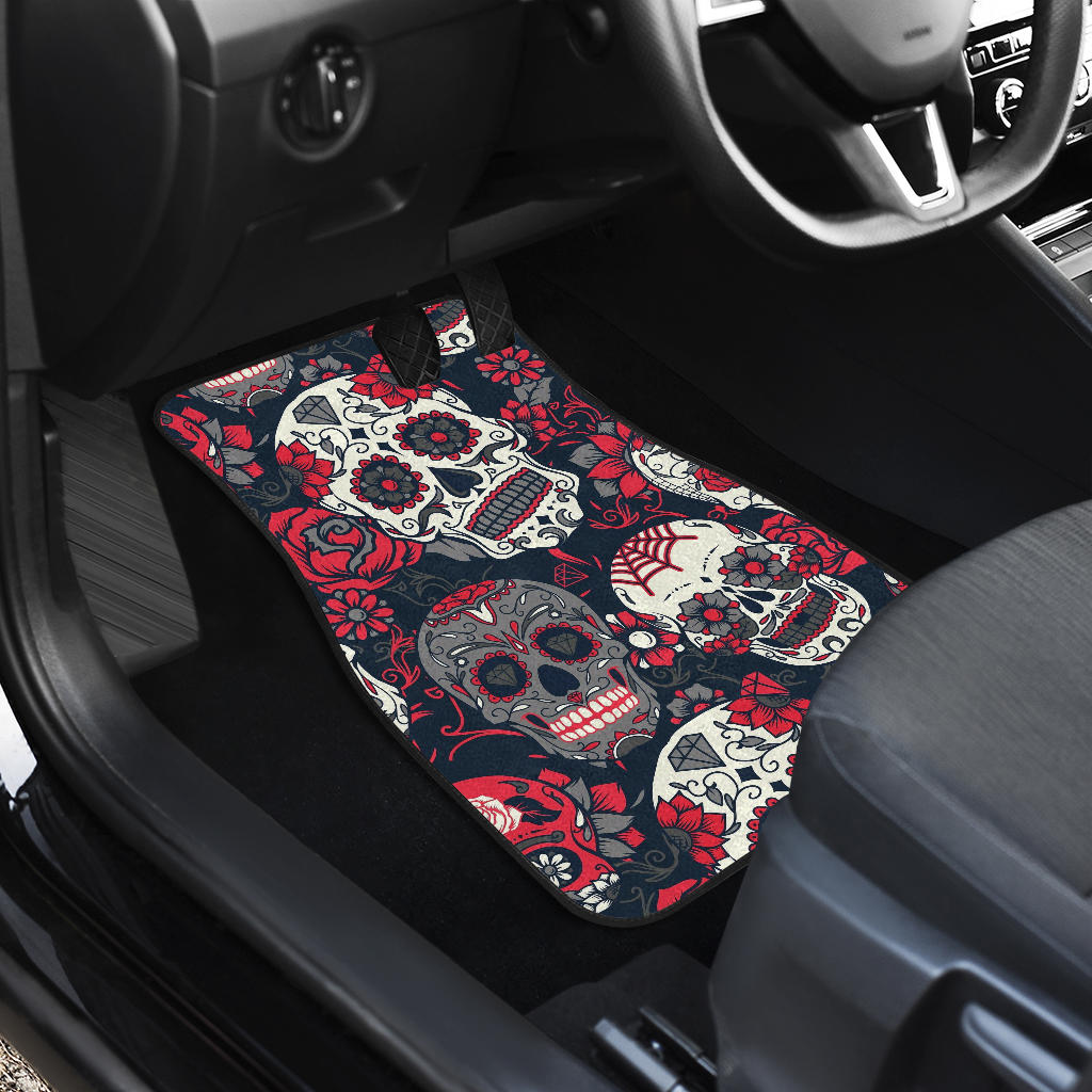 Set of 4 pcs sugar skull car mats