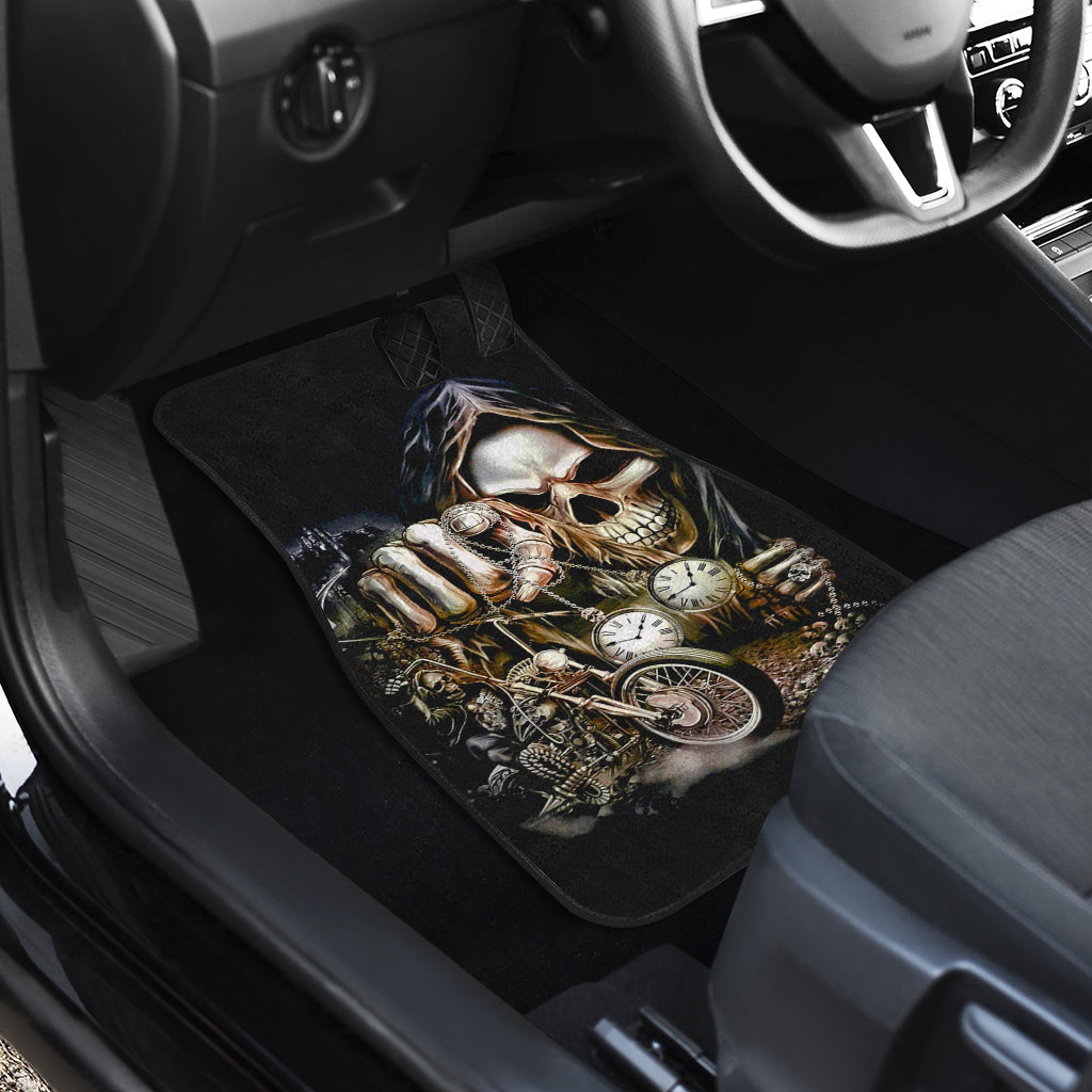 Set of 4 pcs motorcycle skull car mats