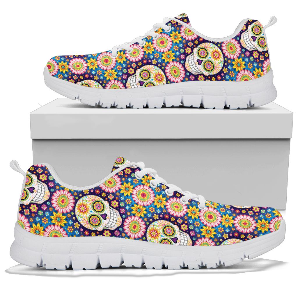 Sugar skull sneakers shoes - black