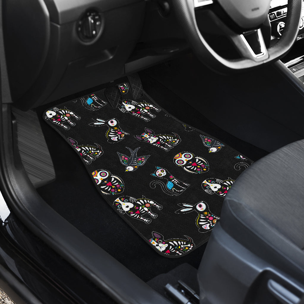 Set 4pcs Sugar skull animal car mats