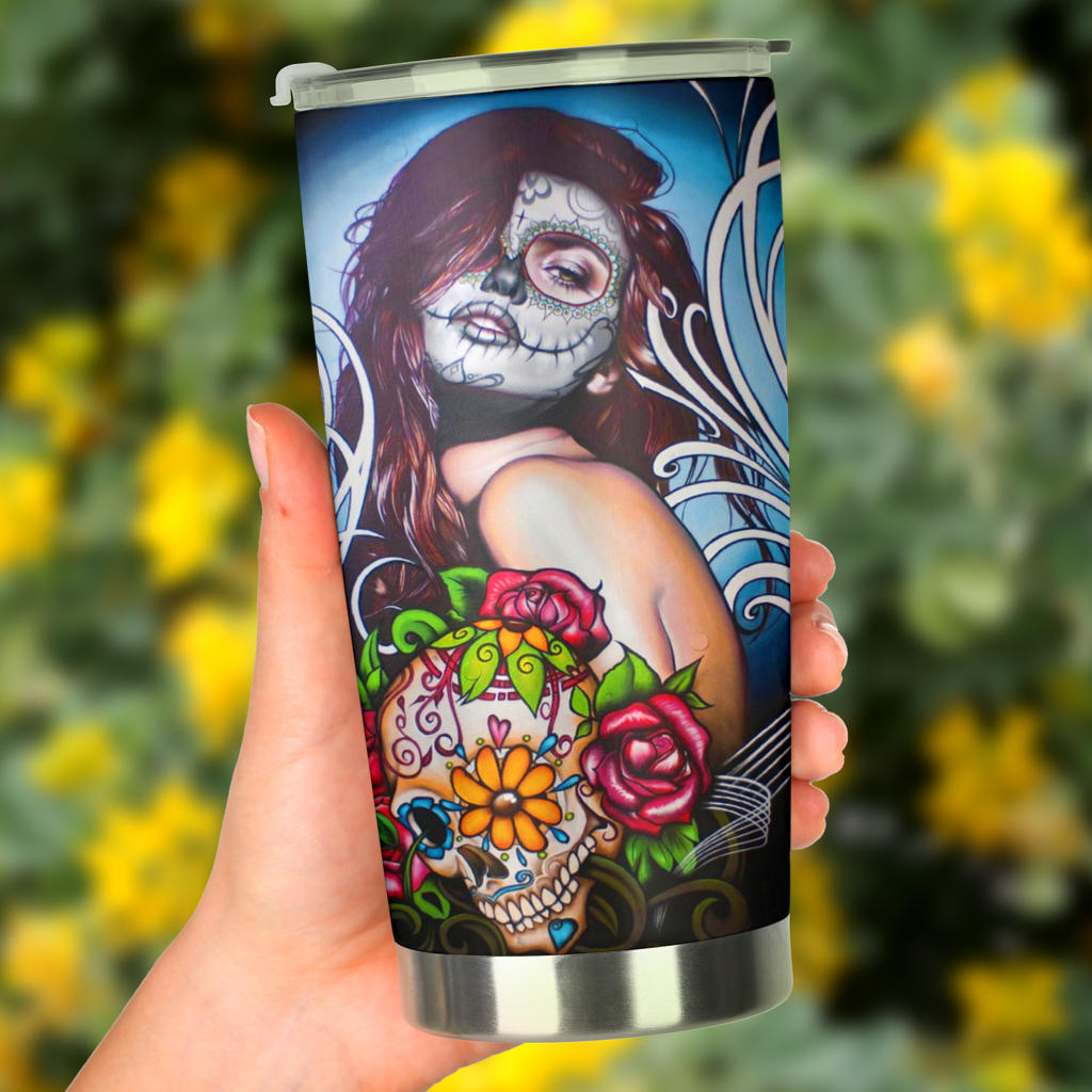 Sugar skull girl tumbler cup