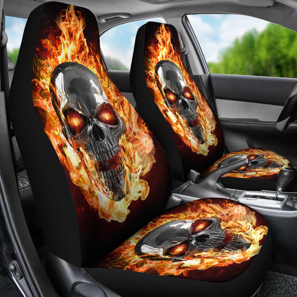 Set of 2 - Burning skulls - Awesome car seat covers
