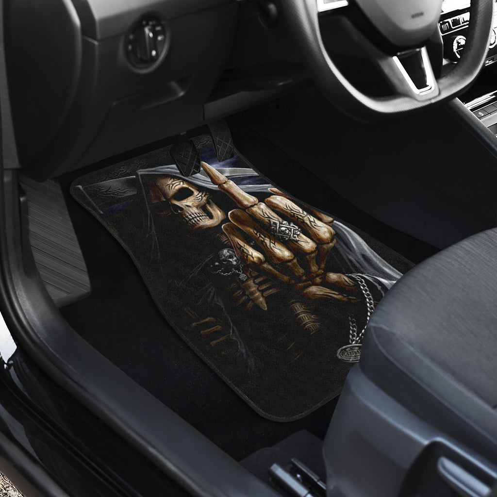 Set of 4 pcs grim reaper flaming skull car mats
