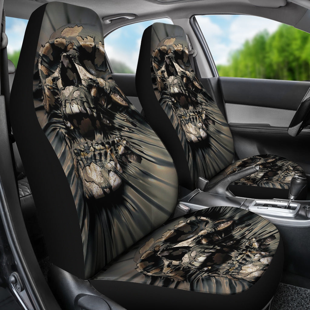Set 2 pcs Gothic skull car seat covers