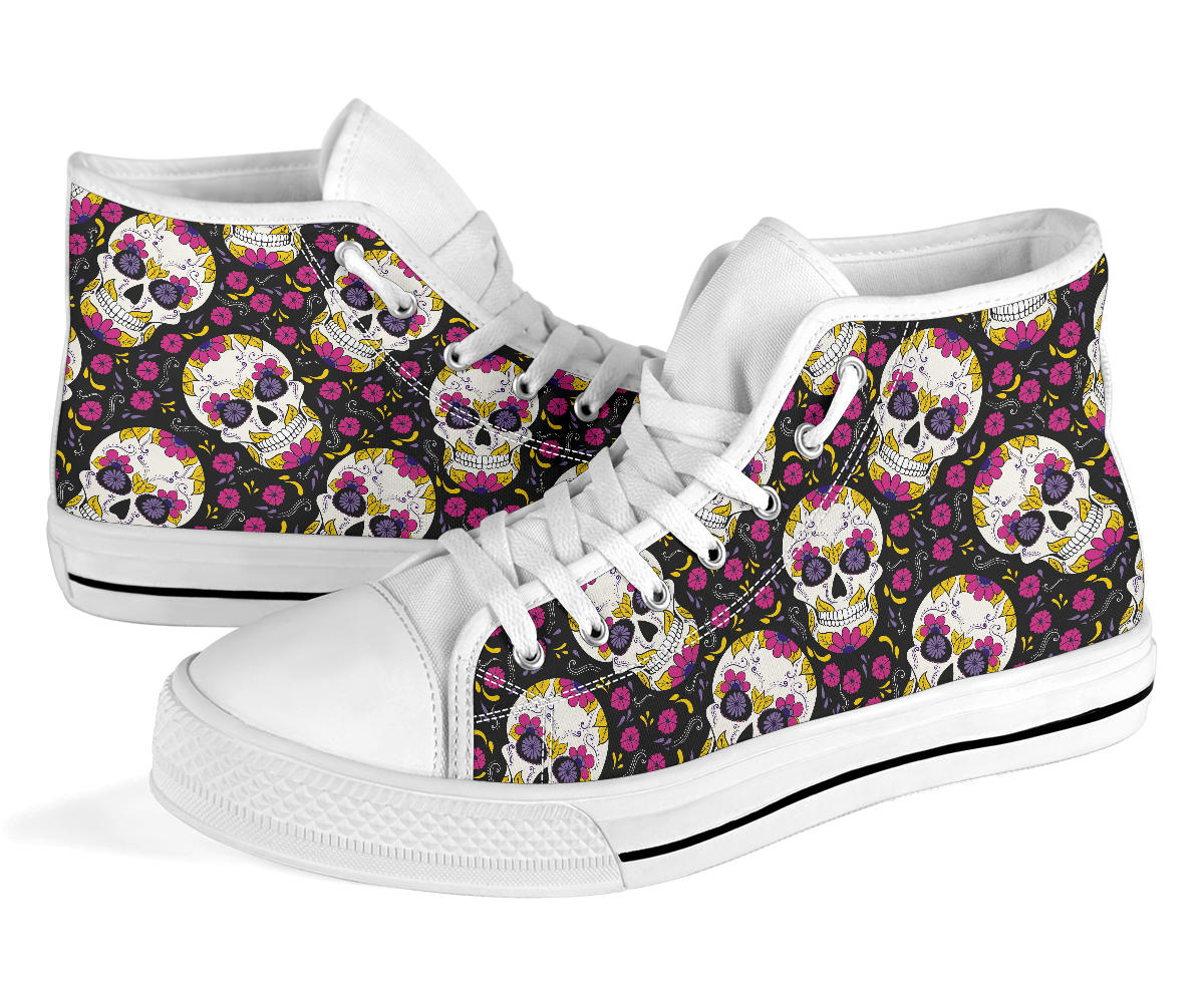 Black Sugar skull high top shoes