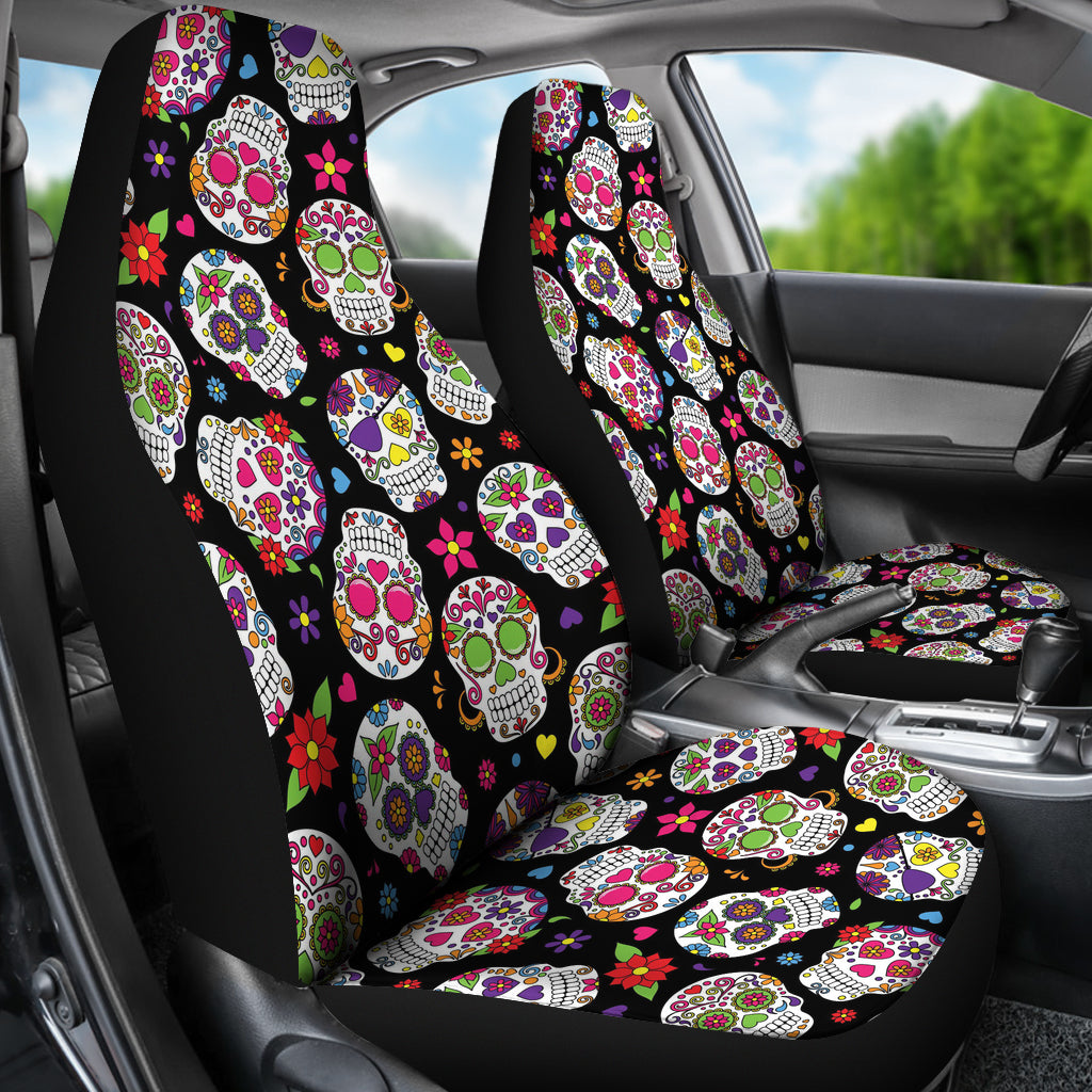 Set 2 seat cover sugar skulls