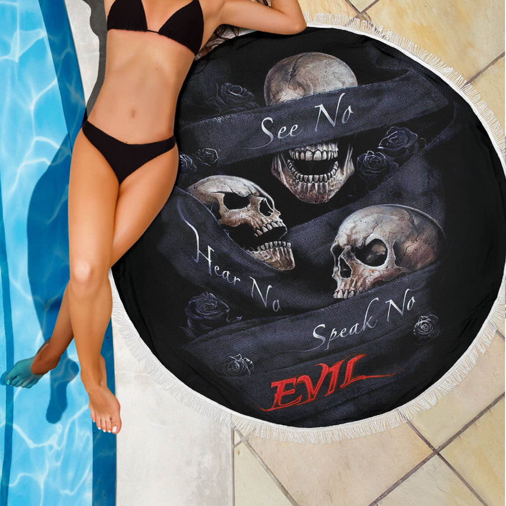 No see no hear no speak evils beach towel