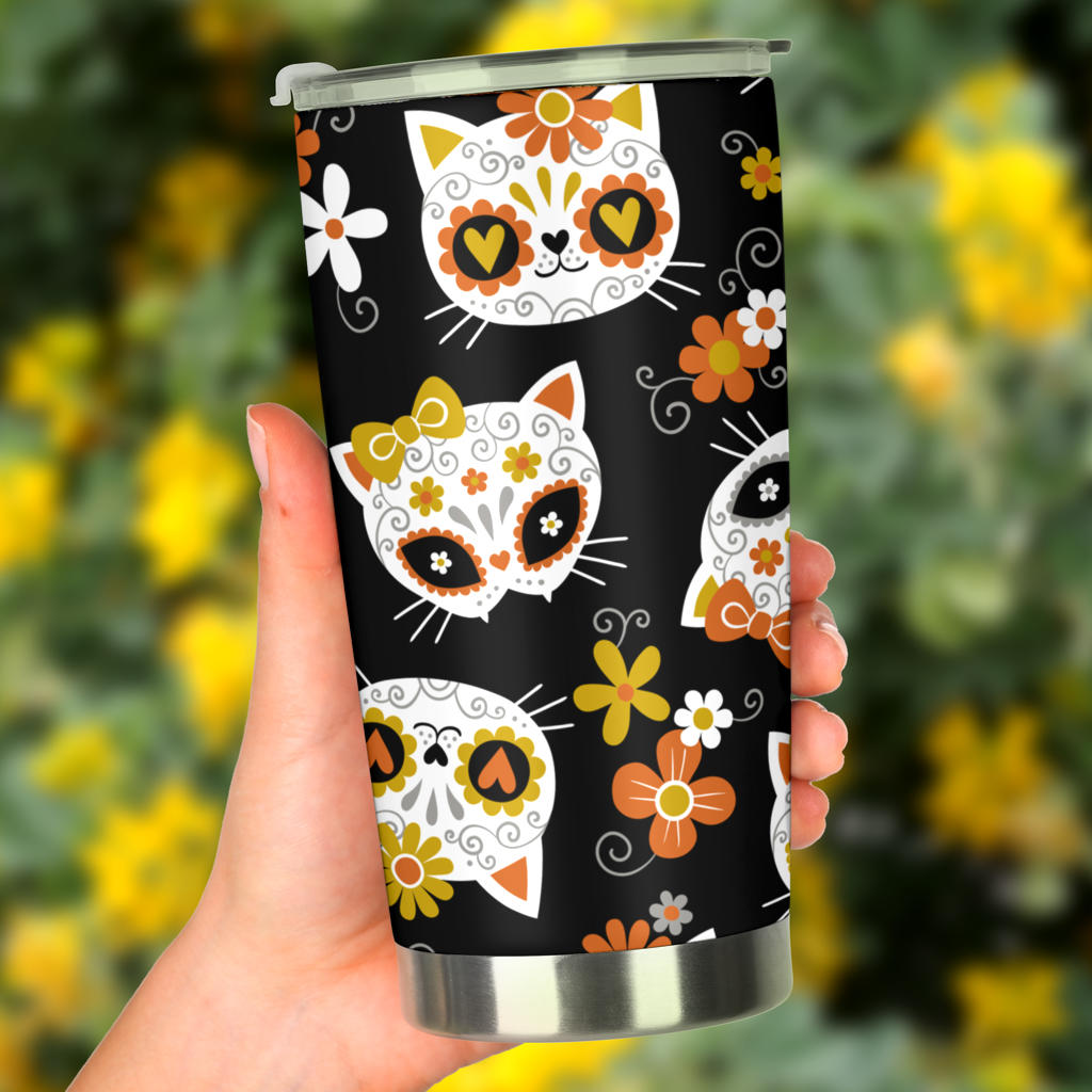 Cat sugar skull tumbler