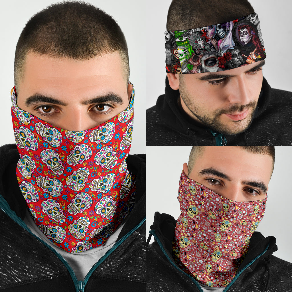 Set of 3 pcs Sugar skull bandana