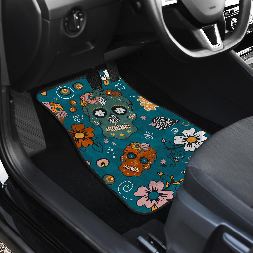 Set of 4 pcs sugar skull car mats