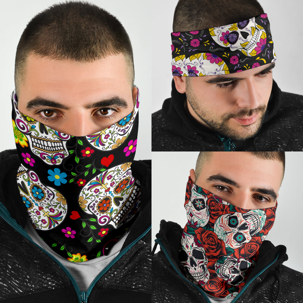 Set of 3 Day of the dead sugar skull bandana