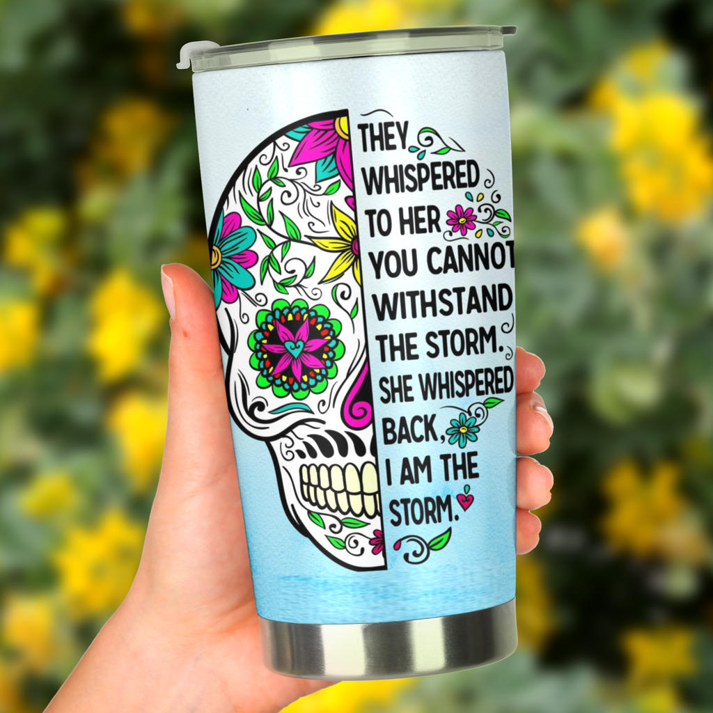 Day of the dead sugar skull tumbler mug