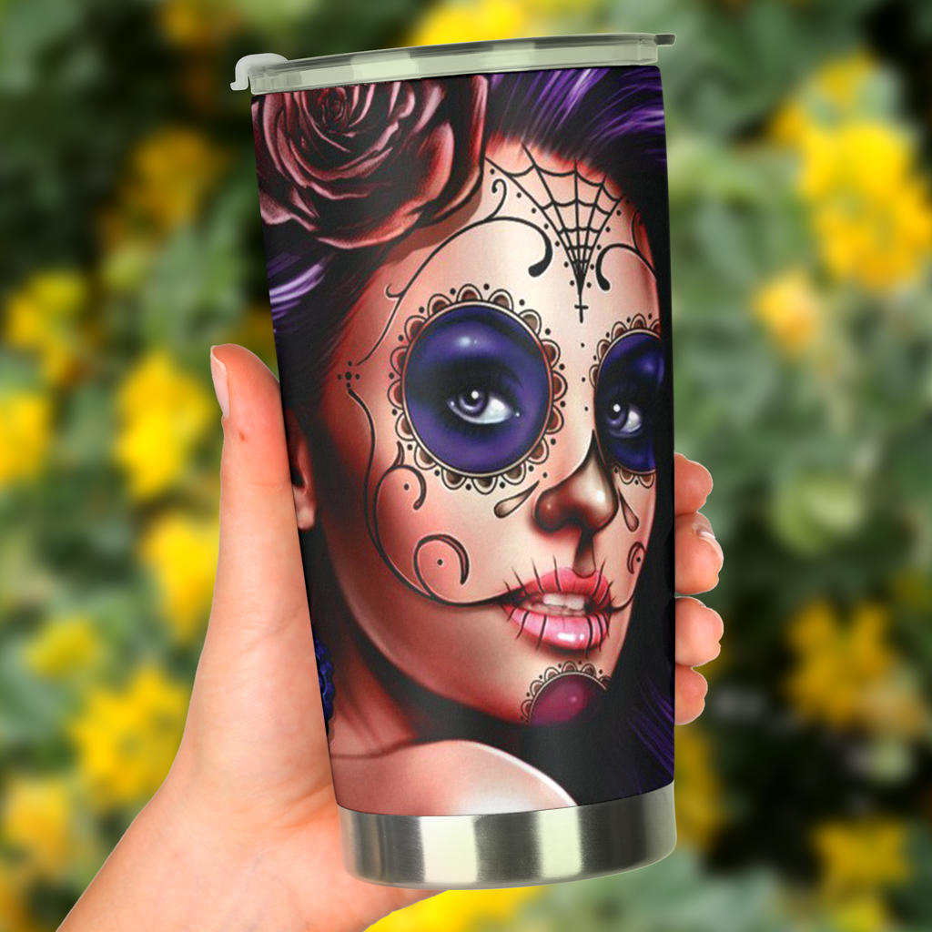 Sugar skull day of the dead tumbler cup