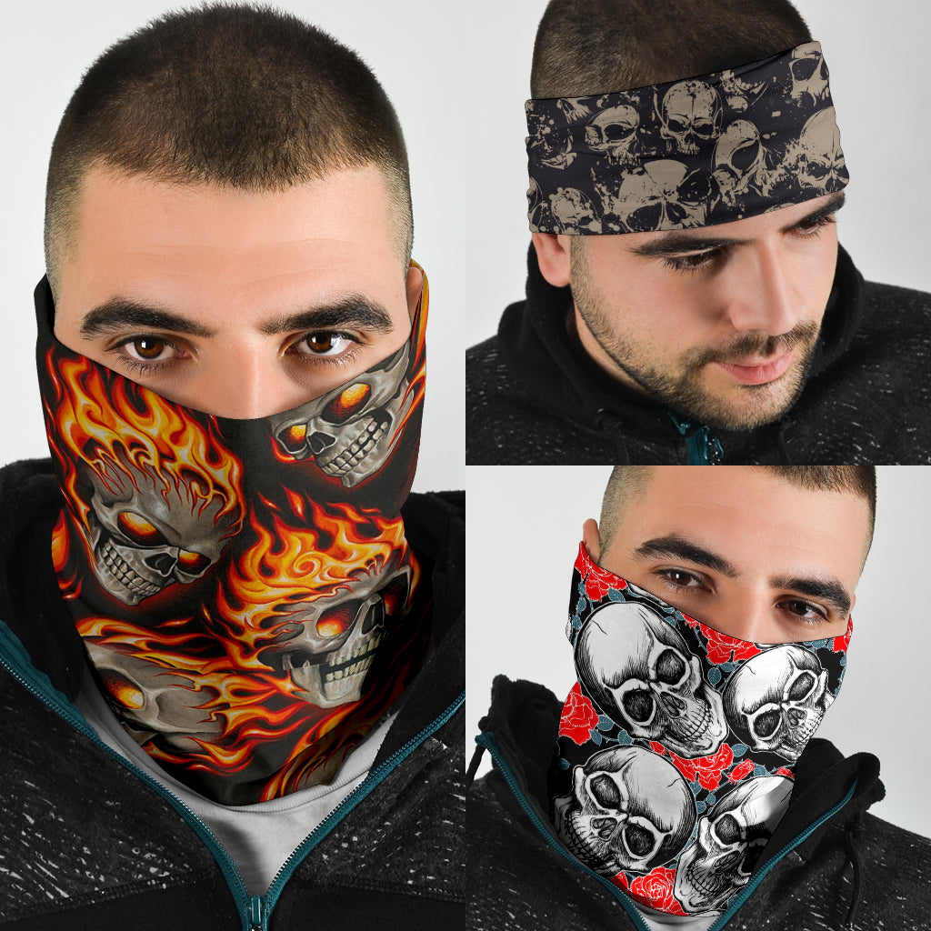 Set of 3 gothic awesome skull bandana