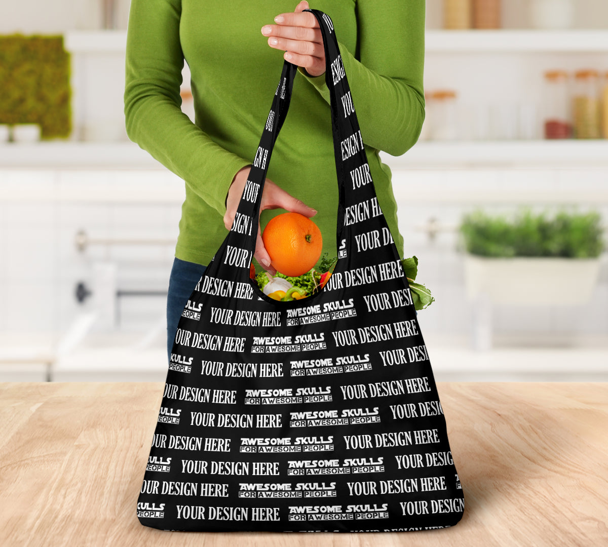 Custom design POD print on demand Grocery bags