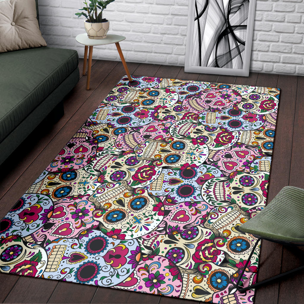 Sugar skull area rug