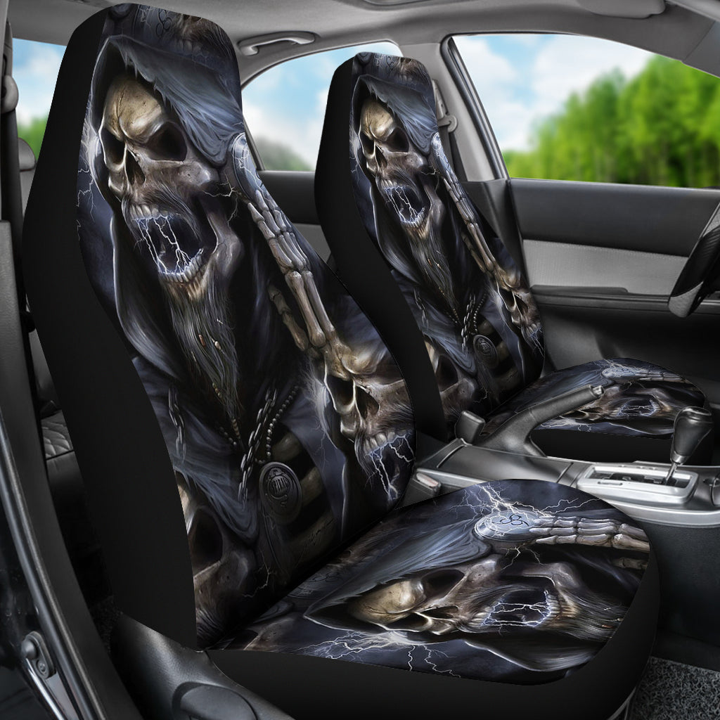 Set 2 pcs Gothic grim reaper skull car seat covers