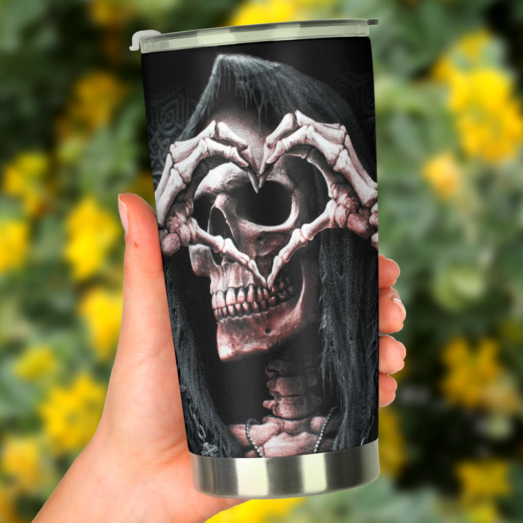 Skull grim reaper tumbler mug
