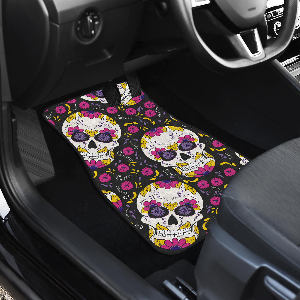 Set of 4 pcs sugar skull day of the dead car mat
