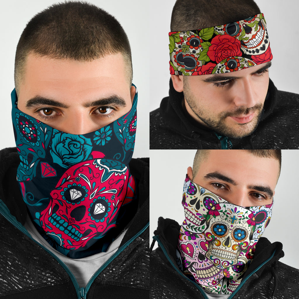 Set of 3 sugar skull day of the dead Bandana