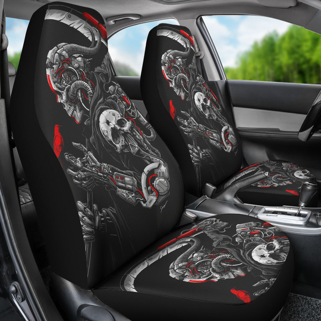 Set of 2 skull car seat covers