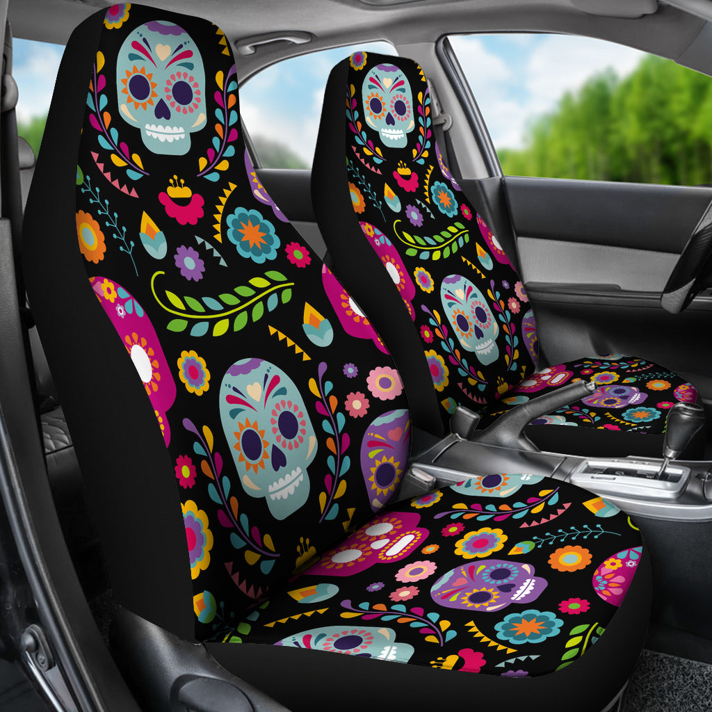 Set 2 seat cover sugar skulls