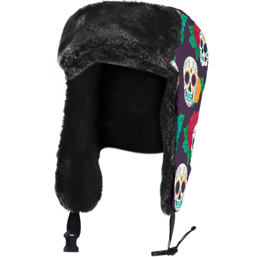 Sugar skull trapper hat