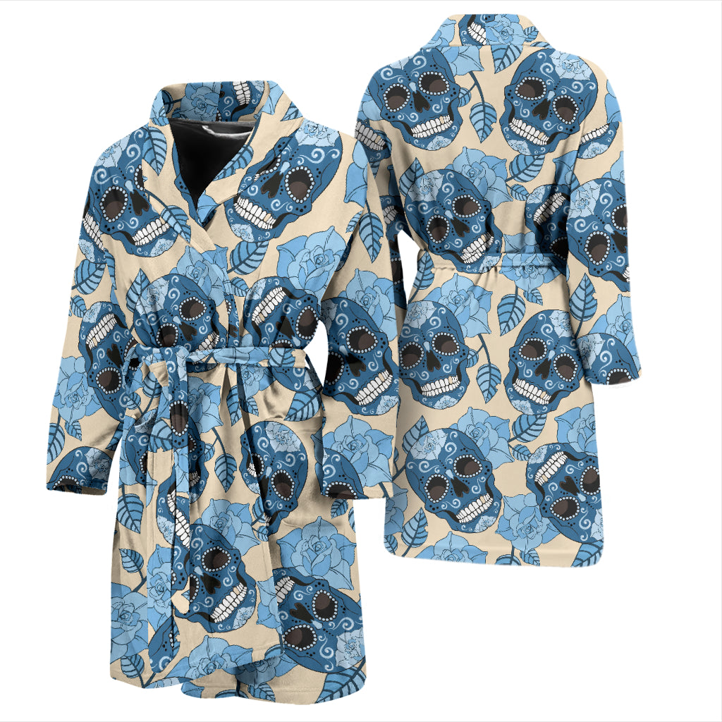 Sugar skull men's bath robe