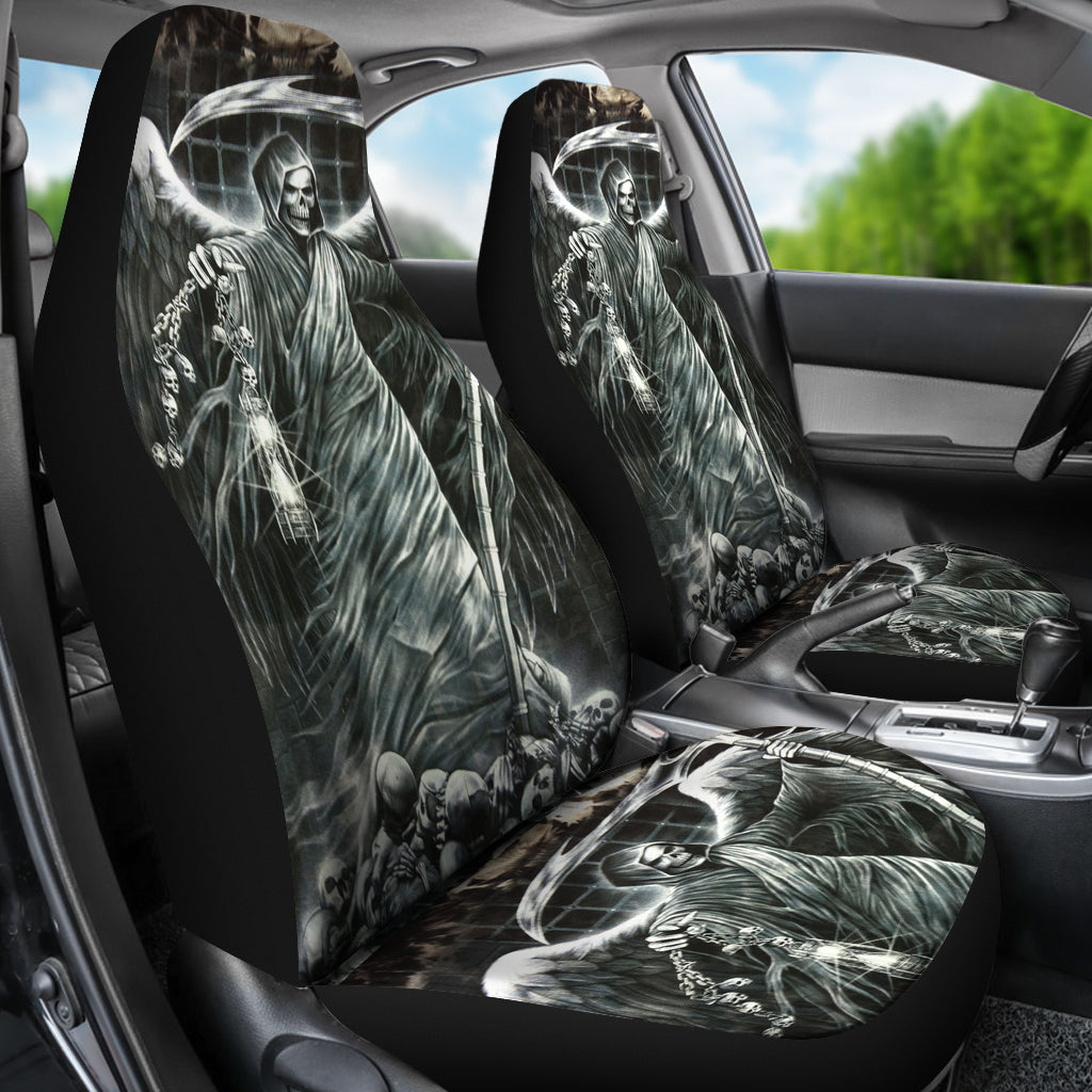 Set of 2 pcs grim reaper car seat covers
