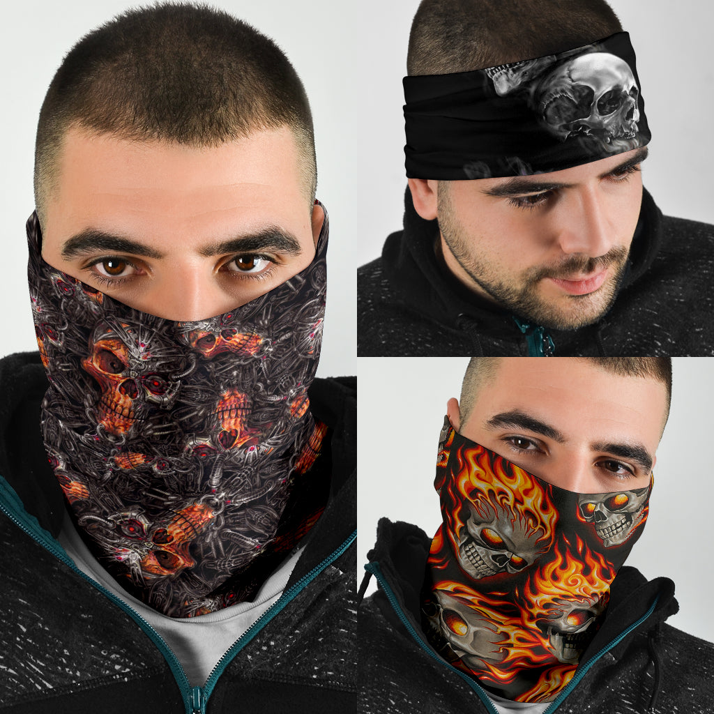 Set of 3 awesome skull gothic bandana