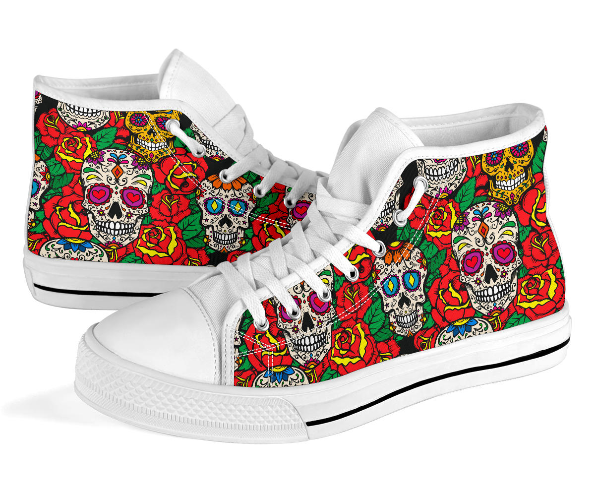 Black Sugar skull high top shoes