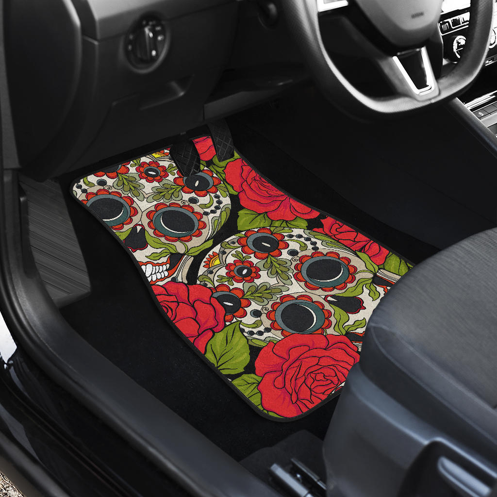 Set of 4 pcs sugar skull car mats