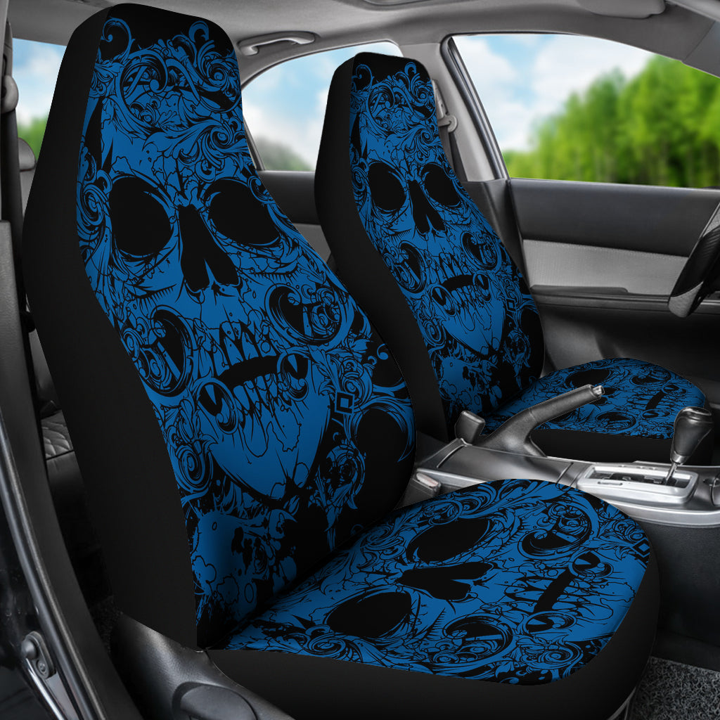 Set of 2 pcs awesome skull car seat covers