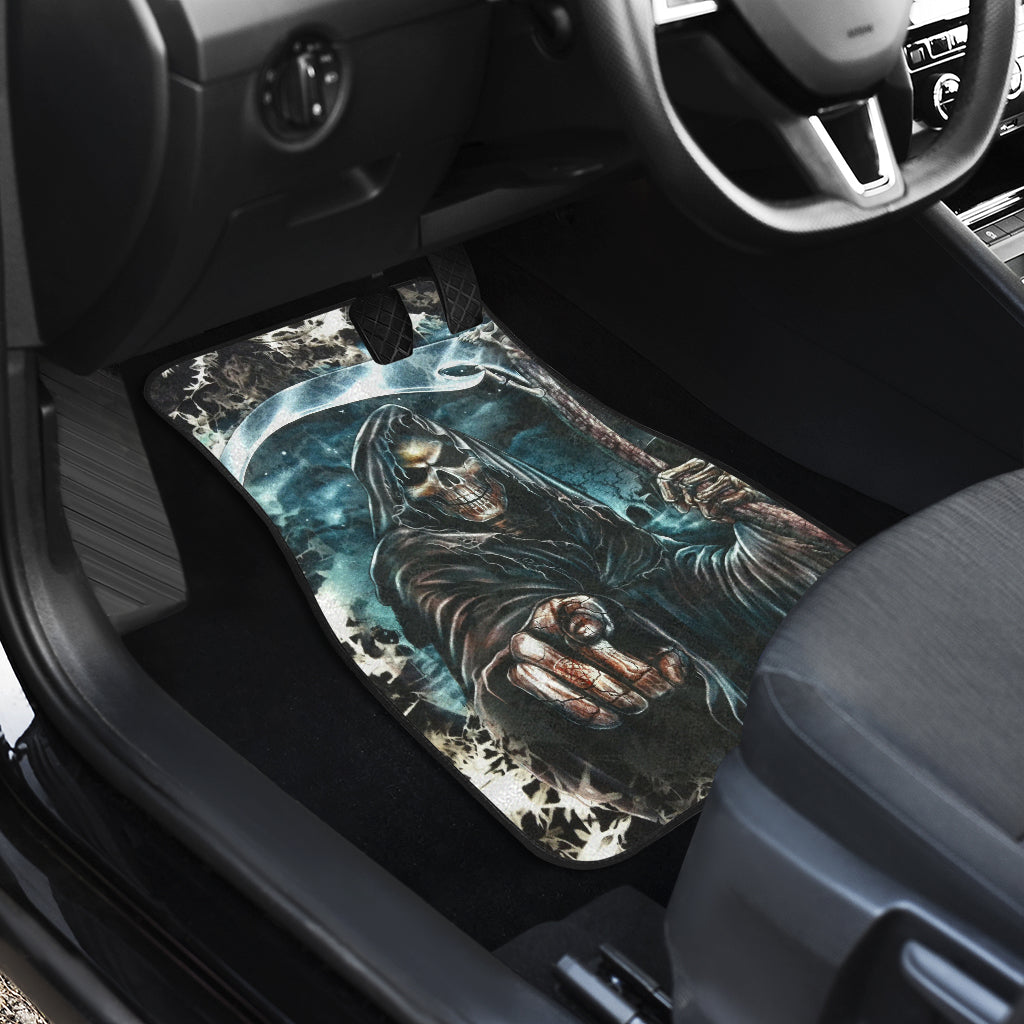 Set of 4 pcs grim reaper skull car mats