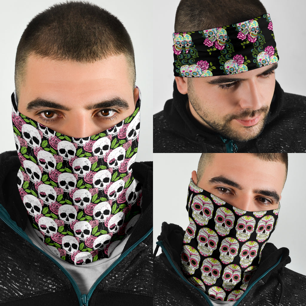 Set of 3 pcs skull sugar skull bandana